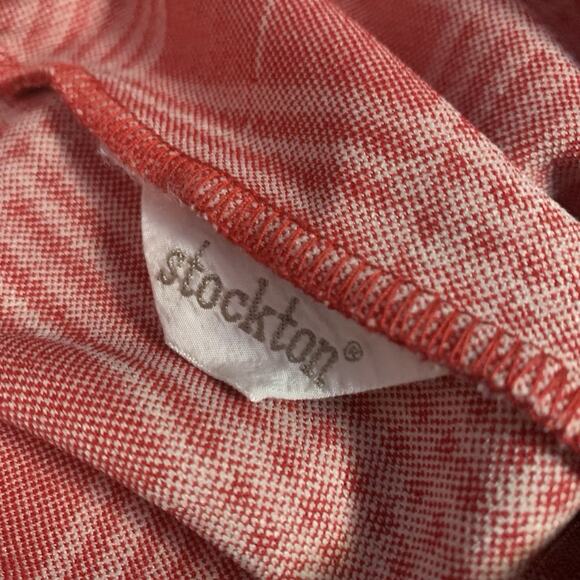 Vintage 70s Stockton Red Plaid High Rise Wide Leg Pants Poly Knit 28x29 M - Picture 4 of 6